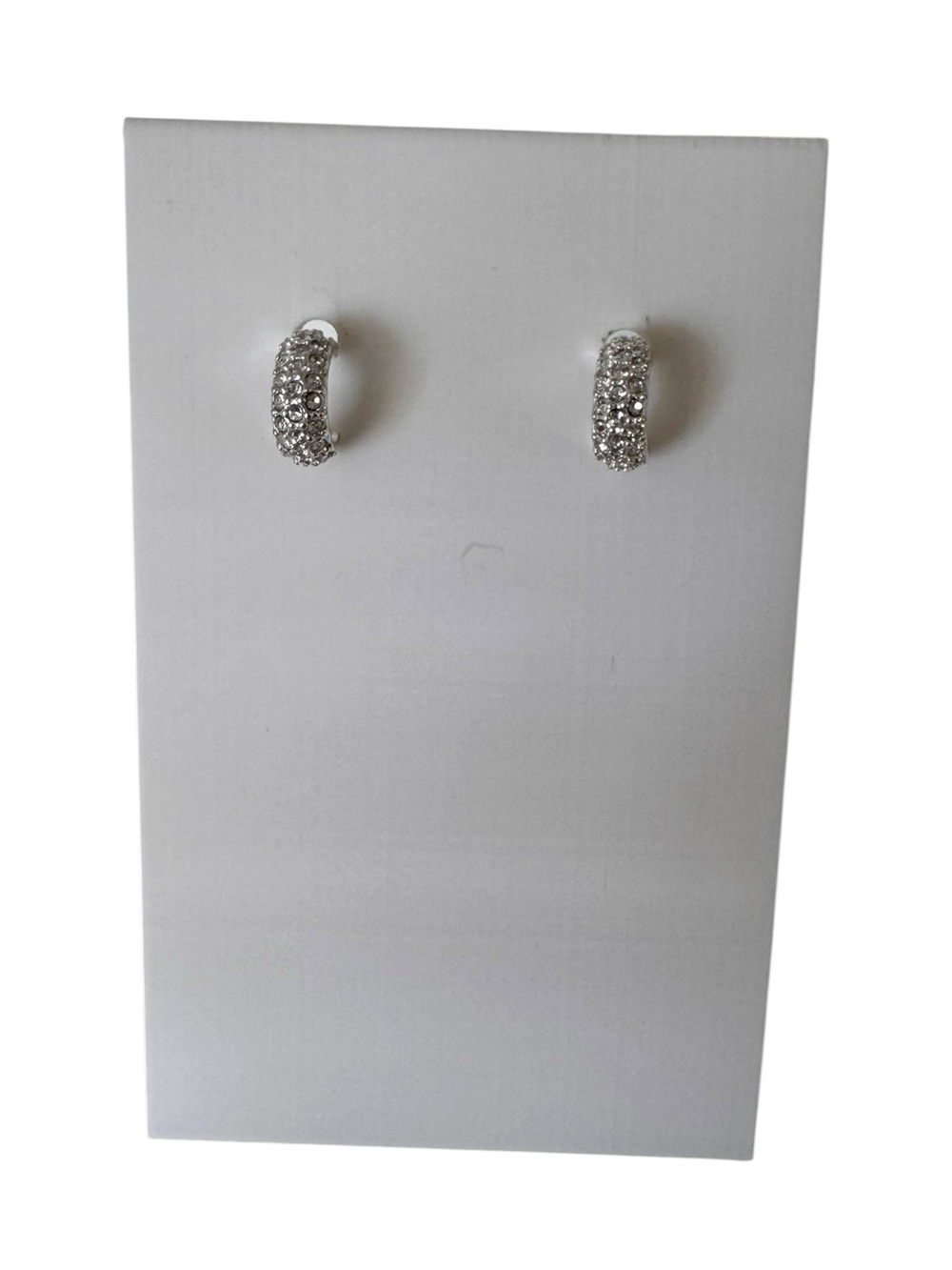 Silver Pavé Crystal Huggie Hoop Earrings Sparkly Mini Hoop Earrings